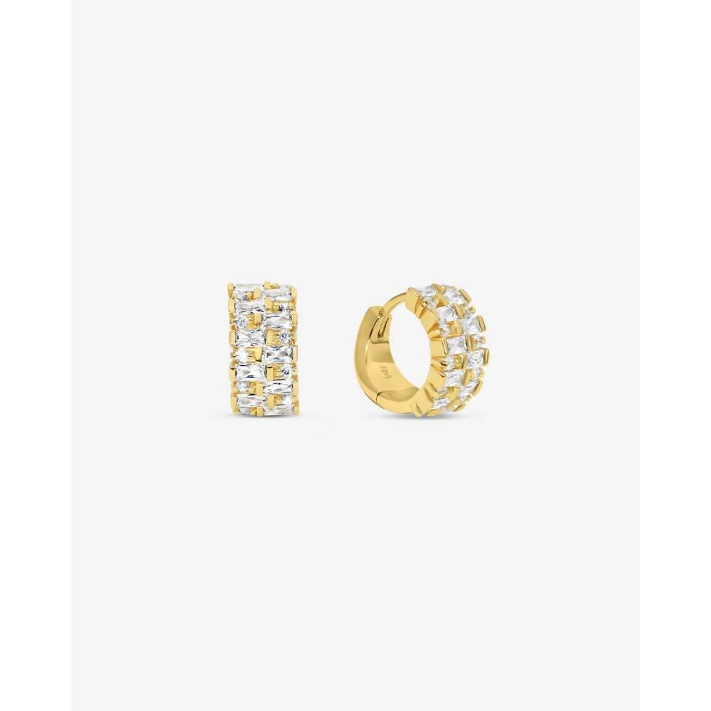 NEW JACKIE MACK DESIGNS vega huggies earrings in gold/crystal